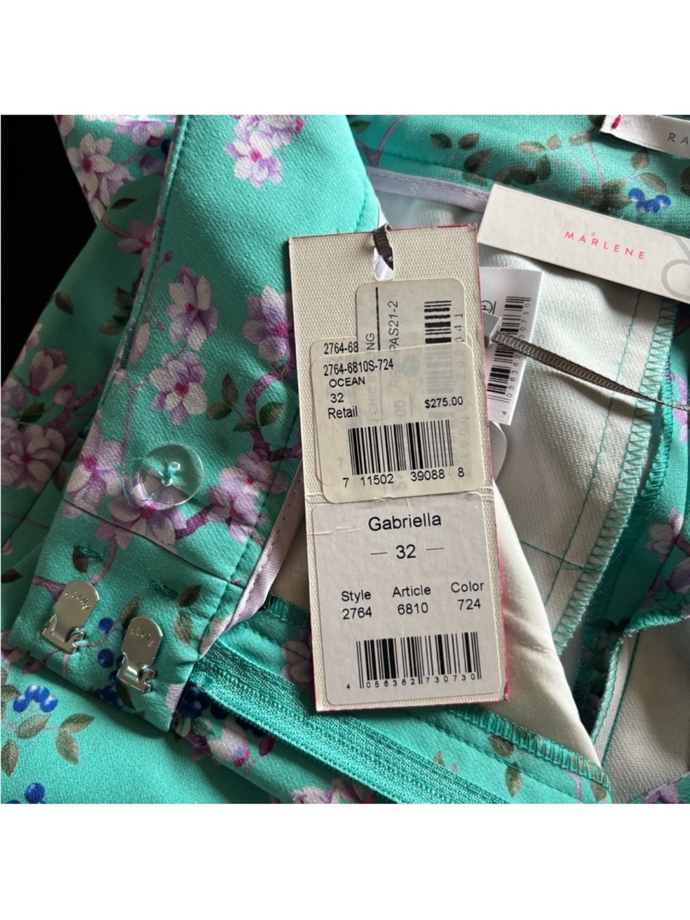 RAFFAELLO ROSSI NWT Gabriella femine floral mint green trouser pant size EU 32 - Picture 12 of 15